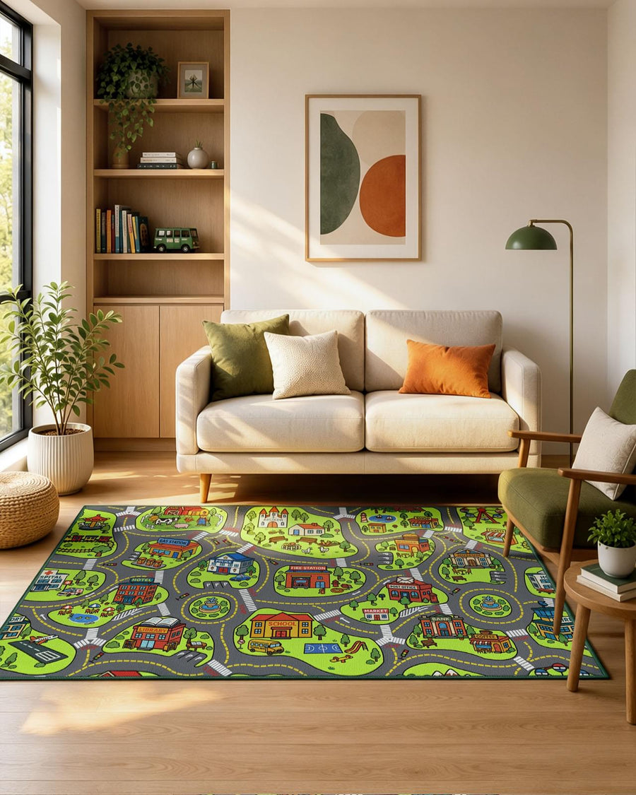 City Road Kids Play Car Rug