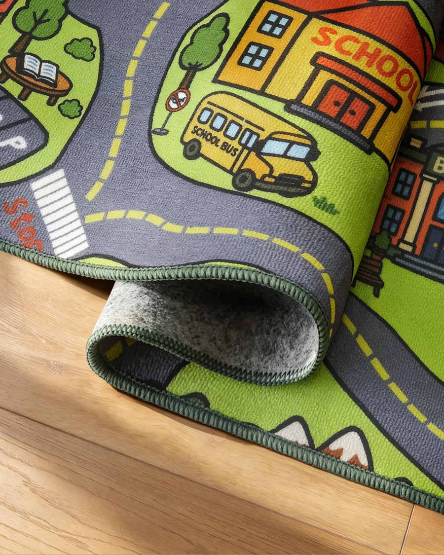 City Road Kids Play Car Rug texture and detail view