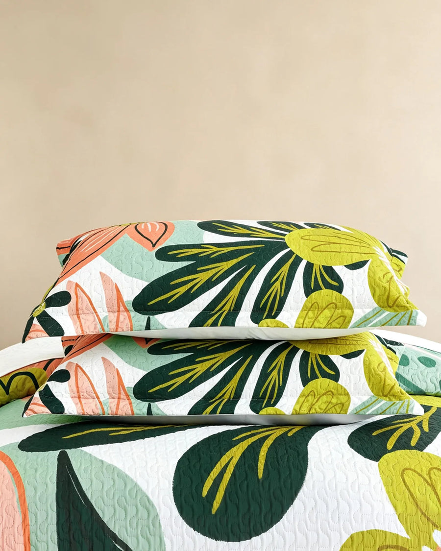 Flore Boho Floral Quilt Set texture and detail view